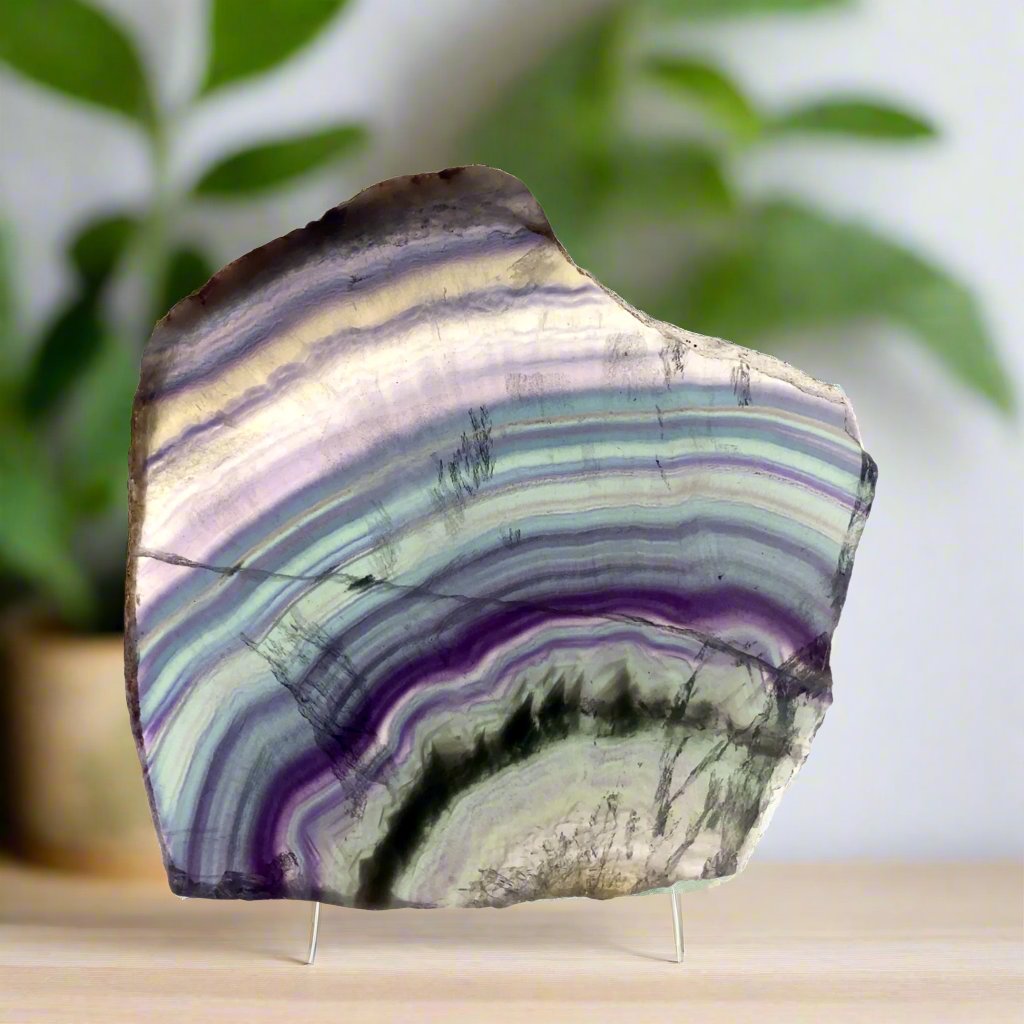 High Quality Polished Rainbow Fluorite Slice