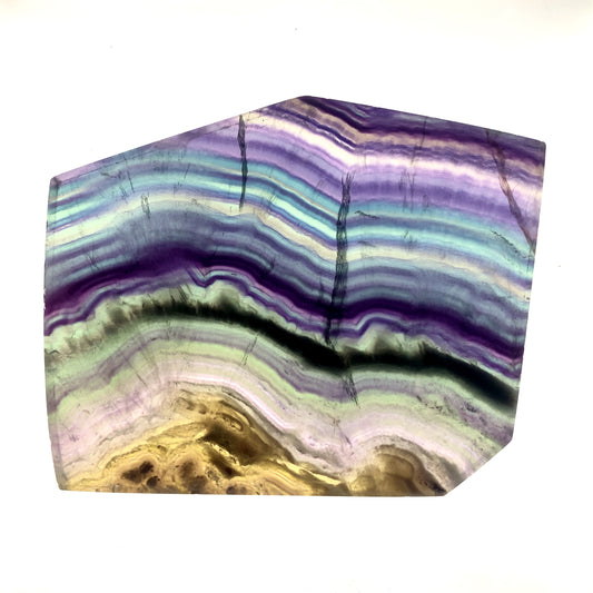 High Quality Polished Rainbow Fluorite Slice